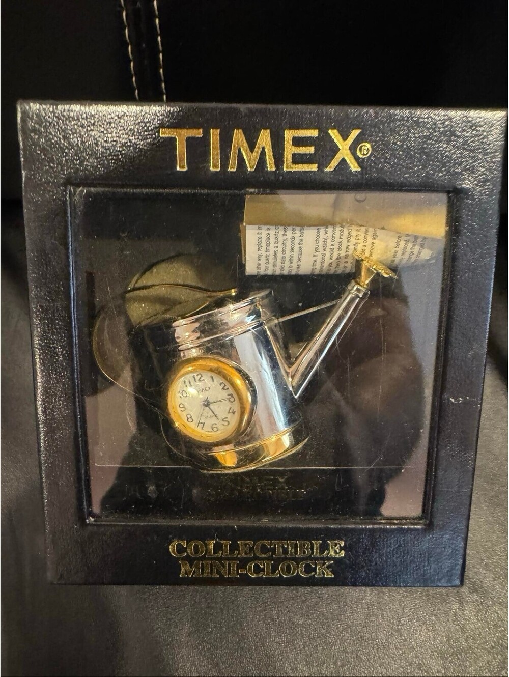 Vintage Timex Collectible Mini Clock Watering Can Silver Gold Tone New In Box